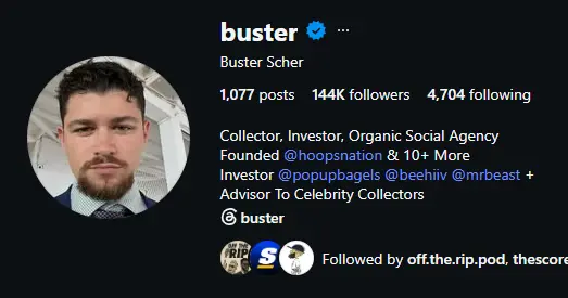 Buster Scher Instagram Profile